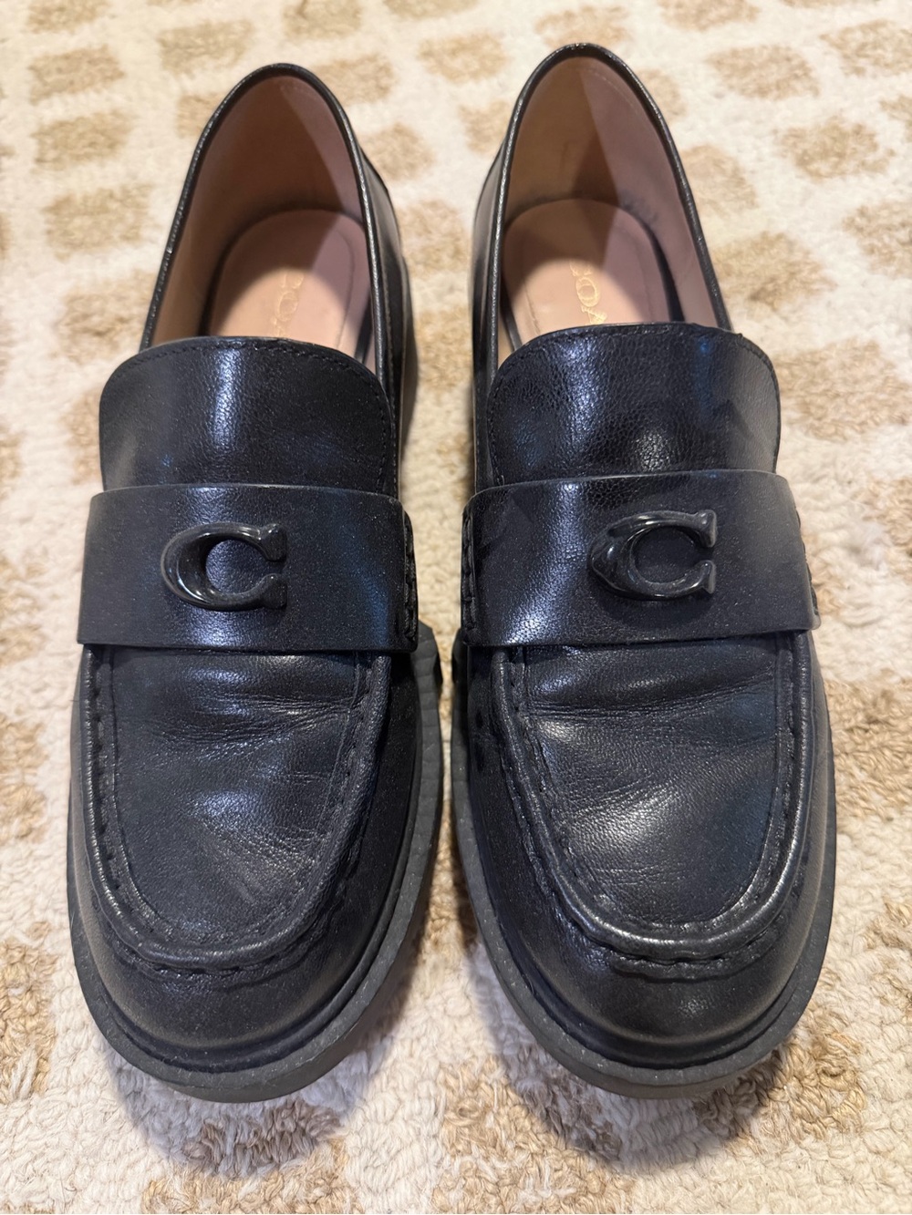 Coach Leah Loafer in smooth black leather